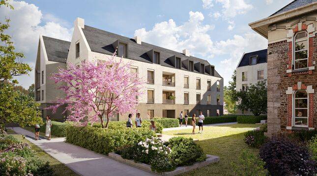 Le Hameau du Rosais, harmonieux ensemble résidentiel mêlant bâtisse restaurée et constructions neuves, pour un habitat de qualité.